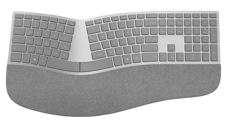 Microsoft Surface Ergonomic Keyboard - Keyboard - wireless - Bluetooth 4.0 - QWERTY - US - alcantara gray - commercial