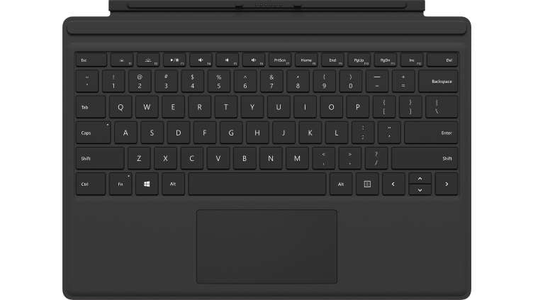Microsoft Surface Pro Type Cover (M1725) - Keyboard - with trackpad, accelerometer - QWERTY - US - black - commercial - for Surface Pro (Mid 2017), Pro 3, Pro 4, Pro 6, Pro 7