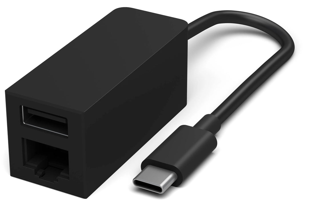 Microsoft Surface USB-C to Ethernet and USB Adapter - Network / USB adapter - USB-C 3.1 - Gigabit Ethernet x 1 + USB 3.1 x 1 - black - commercial