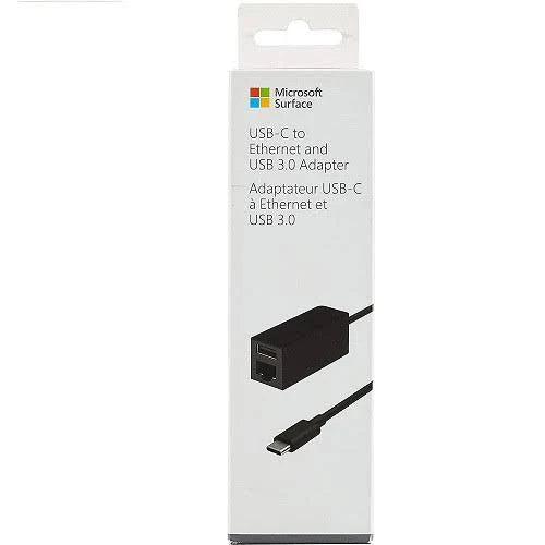 Microsoft Surface USB-C to Ethernet and USB Adapter - Network / USB adapter - USB-C 3.1 - Gigabit Ethernet x 1 + USB 3.1 x 1 - black - commercial